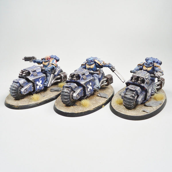 Warhammer 40k Army Space Marines Ultramarines Outriders x3 Painted