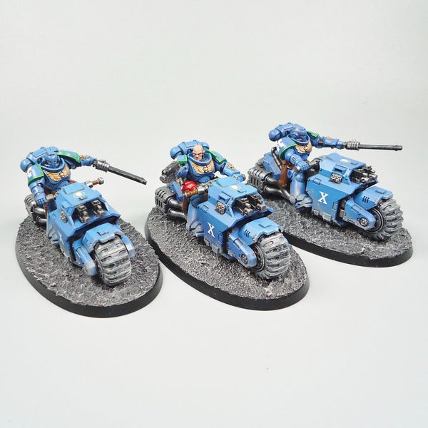 Warhammer 40k Army Space Marines Ultramarines Outriders x3 Painted And Based