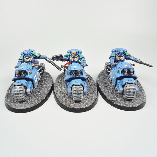 Warhammer 40k Army Space Marines Ultramarines Outriders x3 Painted And Based