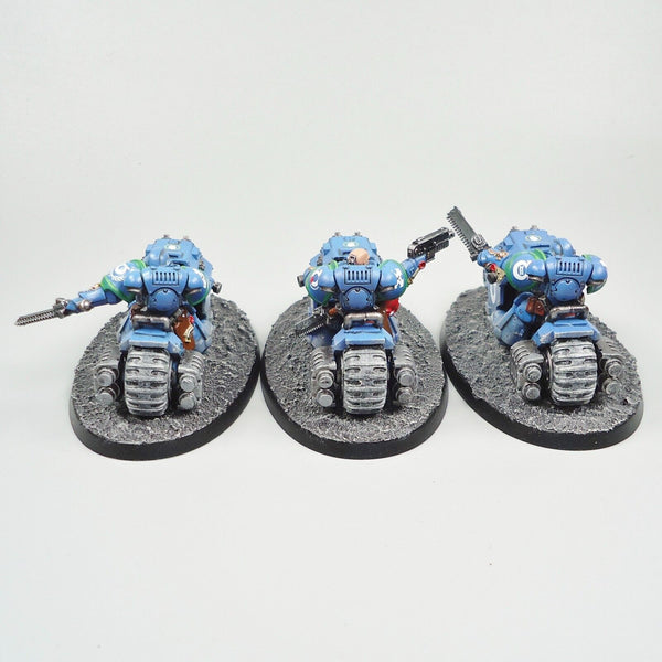 Warhammer 40k Army Space Marines Ultramarines Outriders x3 Painted And Based