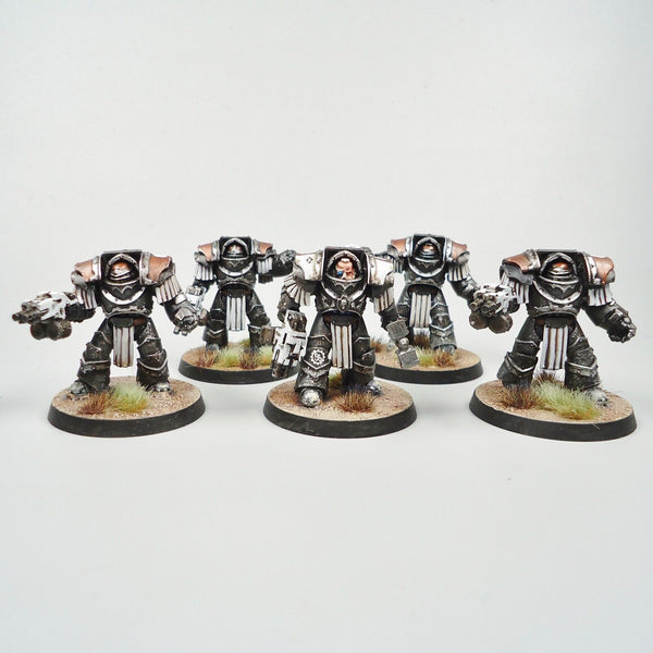 Space Marines 30k Iron Hands Cataphractii Terminators x5 Painted - Warhammer 40k