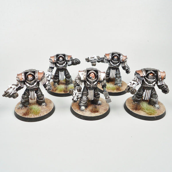 Space Marines 30k Iron Hands Cataphractii Terminators x5 Painted - Warhammer 40k