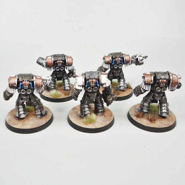 Space Marines 30k Iron Hands Cataphractii Terminators x5 Painted - Warhammer 40k