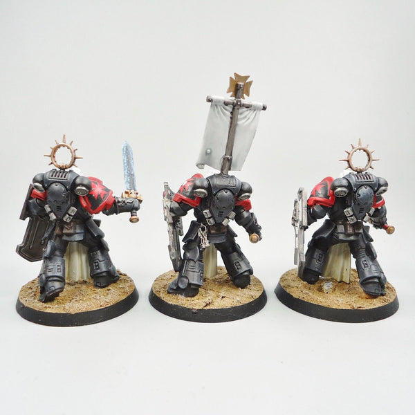 Warhammer 40k Army Space Marines Black Templars Bladeguard Veterans x3 Painted