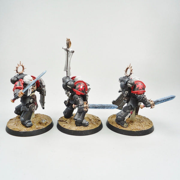 Warhammer 40k Army Space Marines Black Templars Bladeguard Veterans x3 Painted