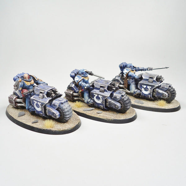 Warhammer 40k Army Space Marines Ultramarines Outriders x3 Painted