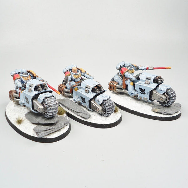 Warhammer 40k Army Space Marines Space Wolves Outriders x3 Painted