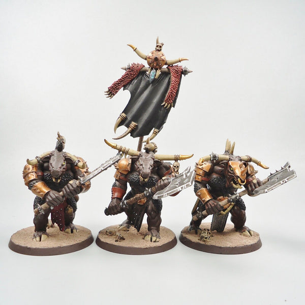 Warhammer Fantasy Age of Sigmar Beasts Of Chaos Beastmen Minotaurs x3 Painted