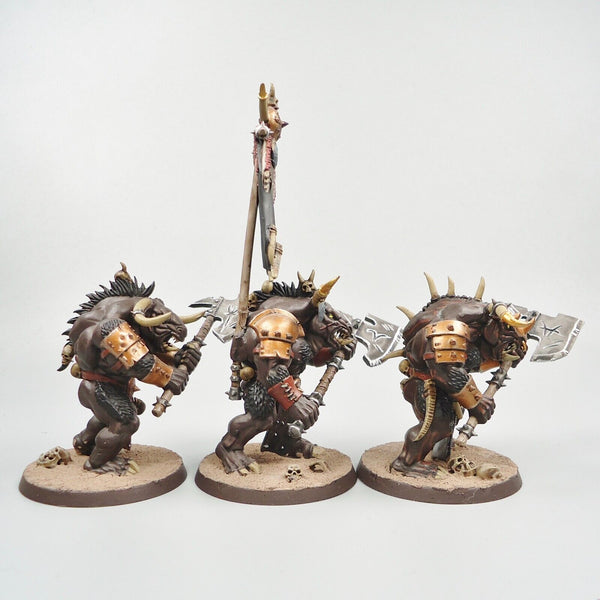 Warhammer Fantasy Age of Sigmar Beasts Of Chaos Beastmen Minotaurs x3 Painted