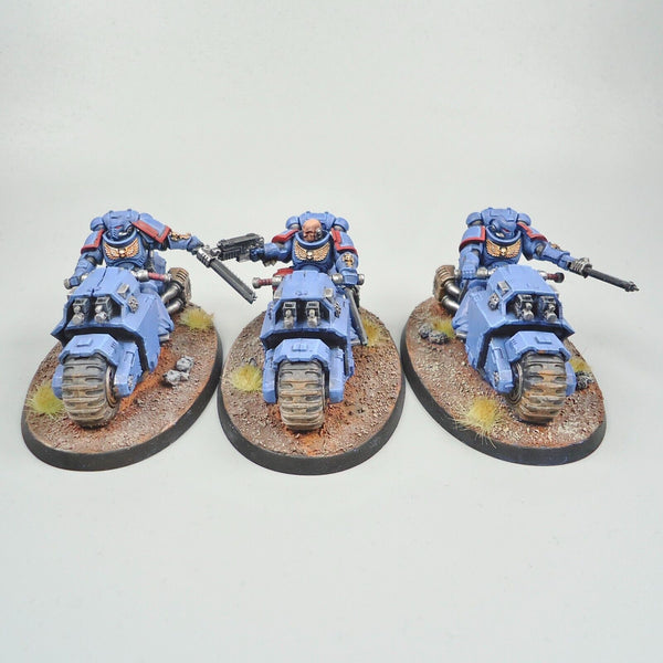 Warhammer 40k Army Space Marines Ultramarines Primaris Outriders x3 Painted