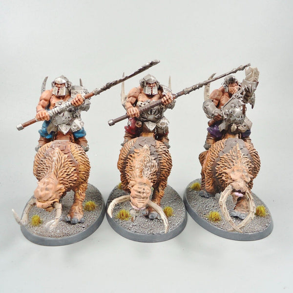 Ogre Mawtribes Mournfang Riders x3 Painted - Warhammer Fantasy Age of Sigmar