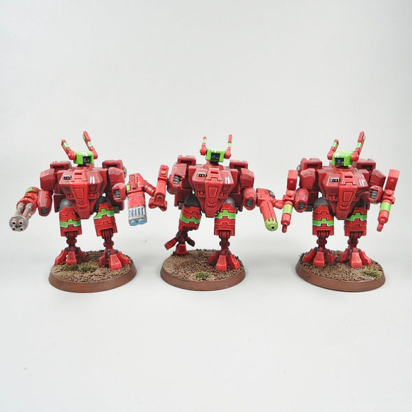 Warhammer 40k Army Tau Empire Crisis Battlesuits x3 Painted and Based