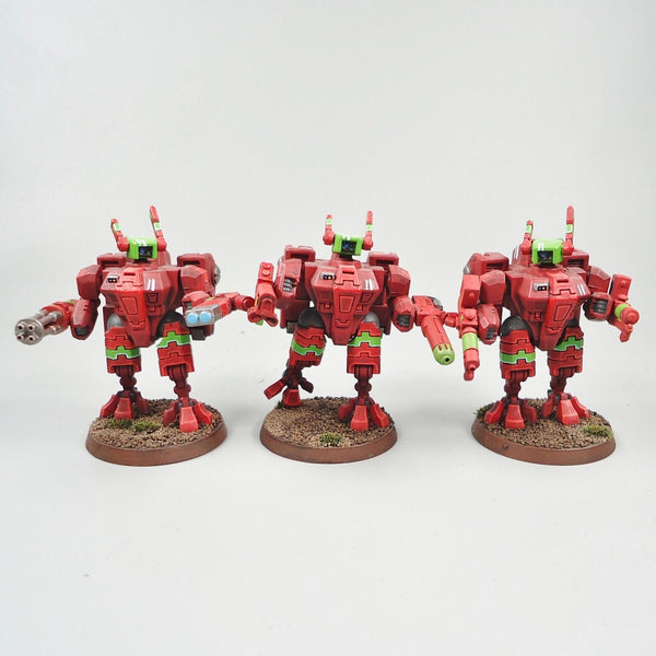 Warhammer 40k Army Tau Empire Crisis Battlesuits x3 Painted and Based