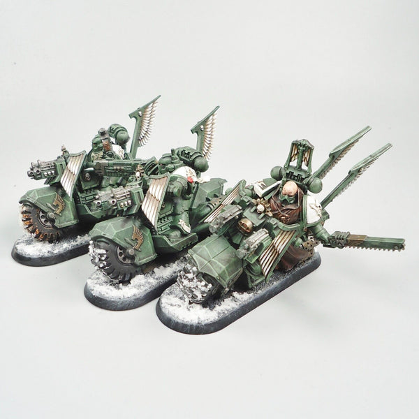 Warhammer 40k Army Space Marines Dark Angels Ravenwing Bikes x3 Painted