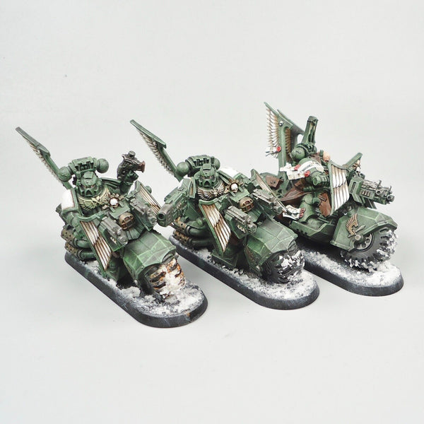 Warhammer 40k Army Space Marines Dark Angels Ravenwing Bikes x3 Painted