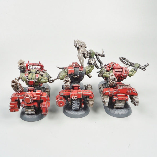 Warhammer 40k Ork Army Ork Warbikers x3 Painted