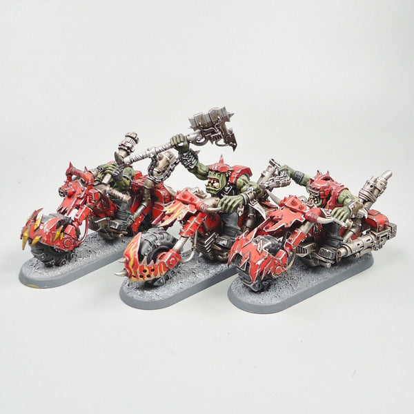 Warhammer 40k Ork Army Ork Warbikers x3 Painted