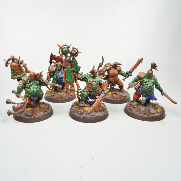 Warhammer Age Of Sigmar Army Maggotkin of Nurgle Blightkings x5 Painted