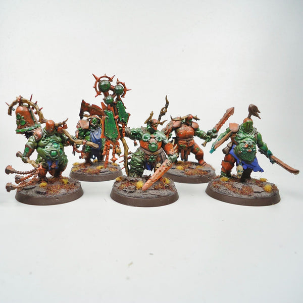 Warhammer Age Of Sigmar Army Maggotkin of Nurgle Blightkings x5 Painted
