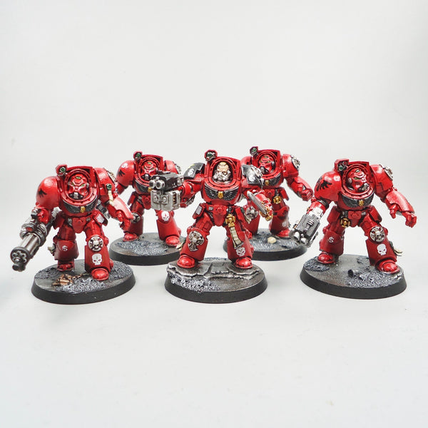 Warhammer 40k Army Space Marines  Blood Angels Terminators x5 Painted