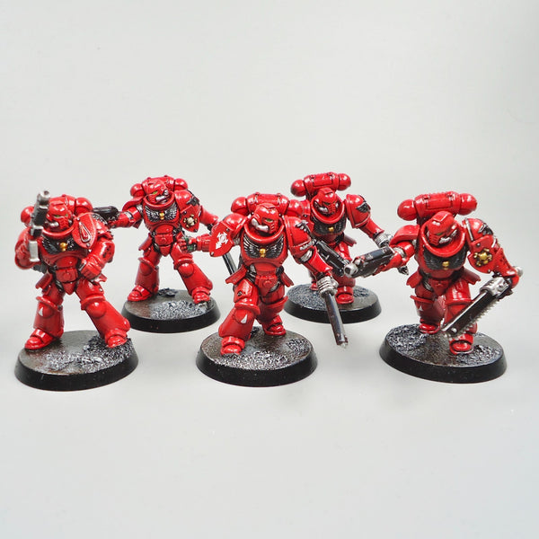 Warhammer 40k Army Space Marines  Blood Angels Assault Intercessors x5 Painted