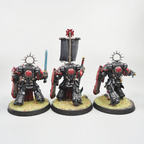 Warhammer 40k Army Space Marines Black Templars Bladeguard Veterans x3 Painted