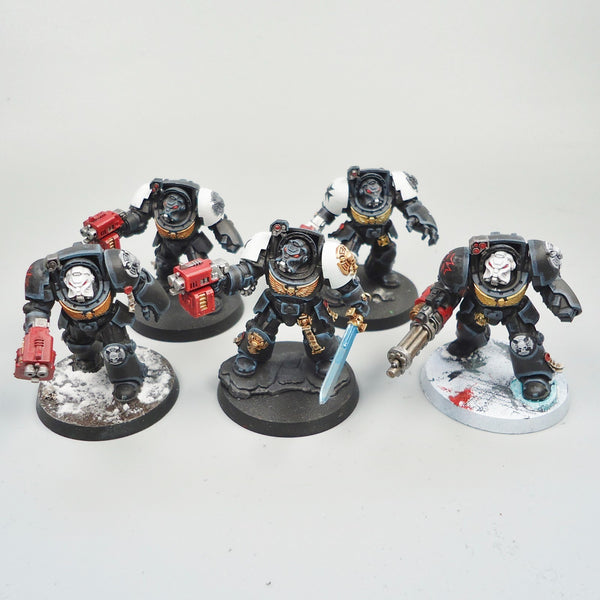 Warhammer 40k Army Space Marines Black Templars Terminators x5 Painted