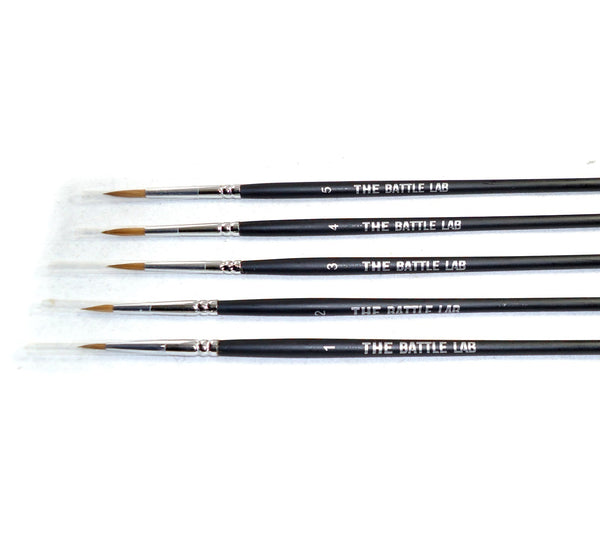 Wargaming Paint Brush Set of 5 Round Brushes for Miniatures, Models, Warhammer