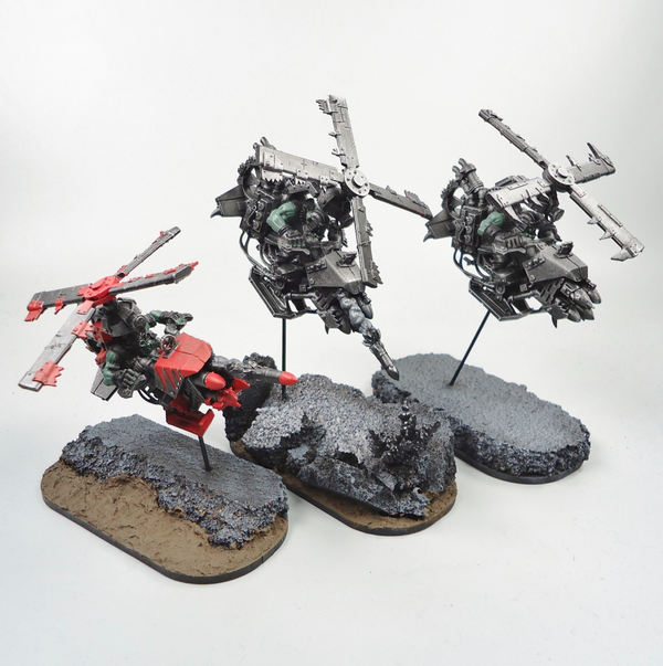 Ork Deffkoptas x3 Undercoated / Part Painted - Warhammer 40k Army