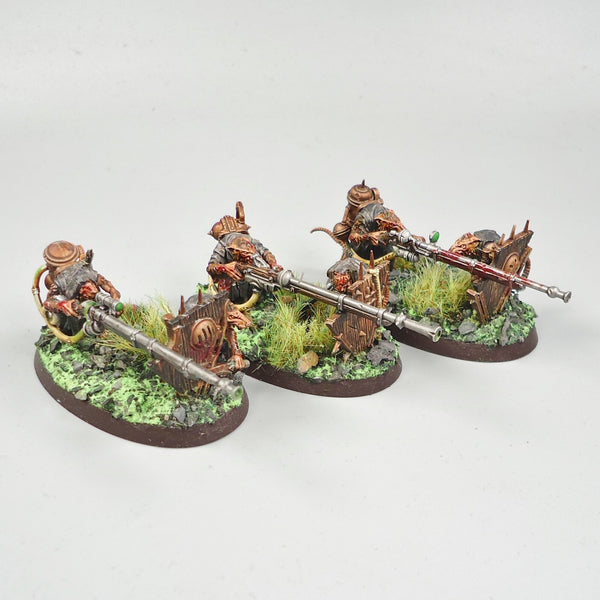 Skaven Warplock Jezzails x3 Painted - Warhammer Army Fantasy Age of Sigmar