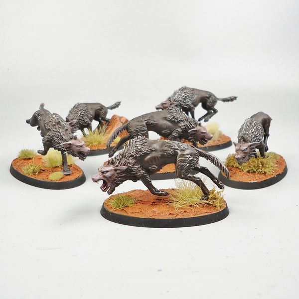 Lord Of The Rings Fell Wargs x6 Painted - LOTR Warhammer GW