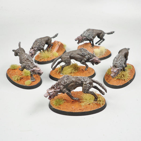 Lord Of The Rings Fell Wargs x6 Painted - LOTR Warhammer GW