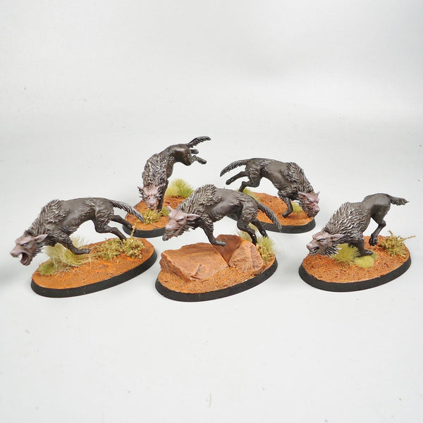 Lord Of The Rings Fell Wargs x5 Painted - LOTR Warhammer GW