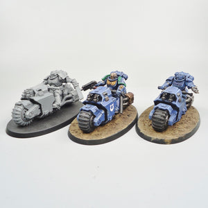 Space Marines Ultramarines Outriders x3 Partly Painted - Warhammer 40k