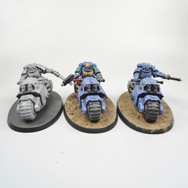 Space Marines Ultramarines Outriders x3 Partly Painted - Warhammer 40k