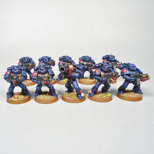 Warhammer 40k Crimson Fist Space Marine Tactical Squad Painted And Based