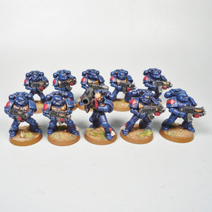 Warhammer 40k Crimson Fist Space Marine Tactical Squad Painted And Based