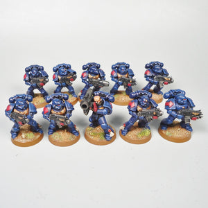 Warhammer 40k Crimson Fist Space Marine Tactical Squad Painted And Based